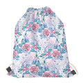White Fairy Rose Unicorn Pattern Print Drawstring Bag
