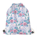 White Fairy Rose Unicorn Pattern Print Drawstring Bag
