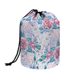 White Fairy Rose Unicorn Pattern Print Drawstring Makeup Bag