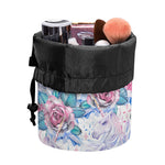 White Fairy Rose Unicorn Pattern Print Drawstring Makeup Bag