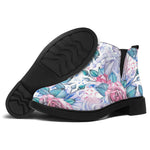 White Fairy Rose Unicorn Pattern Print Flat Ankle Boots
