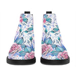 White Fairy Rose Unicorn Pattern Print Flat Ankle Boots