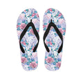White Fairy Rose Unicorn Pattern Print Flip Flops