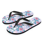 White Fairy Rose Unicorn Pattern Print Flip Flops