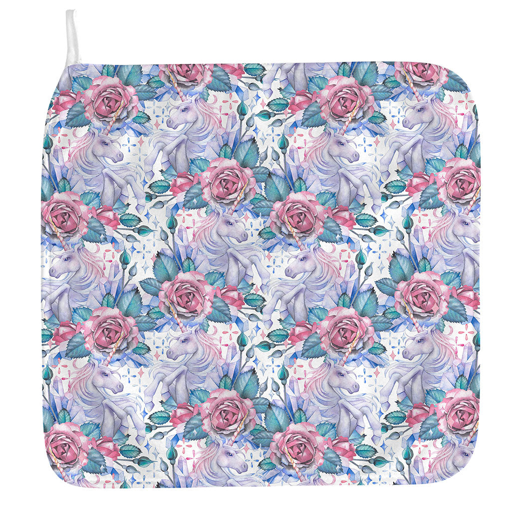 White Fairy Rose Unicorn Pattern Print Hand Towel
