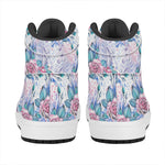 White Fairy Rose Unicorn Pattern Print High Top Leather Sneakers