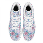 White Fairy Rose Unicorn Pattern Print High Top Leather Sneakers