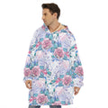 White Fairy Rose Unicorn Pattern Print Hoodie Blanket
