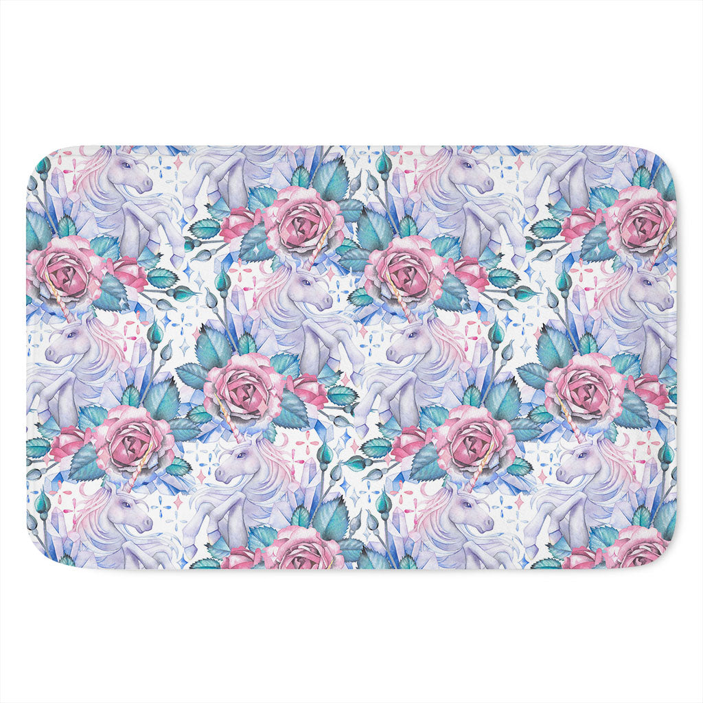 White Fairy Rose Unicorn Pattern Print Indoor Door Mat