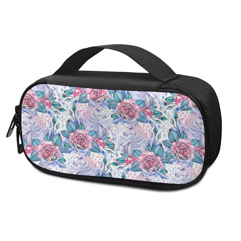 White Fairy Rose Unicorn Pattern Print Insulin Cooler Travel Case