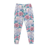 White Fairy Rose Unicorn Pattern Print Jogger Pants