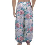 White Fairy Rose Unicorn Pattern Print Lantern Pants