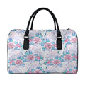White Fairy Rose Unicorn Pattern Print Leather Duffel Bag