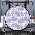 White Fairy Rose Unicorn Pattern Print Leather Spare Tire Cover