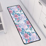 White Fairy Rose Unicorn Pattern Print Long Kitchen Mat