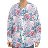 White Fairy Rose Unicorn Pattern Print Long Sleeve Baseball Jersey