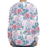 White Fairy Rose Unicorn Pattern Print Long Sleeve Baseball Jersey