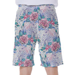 White Fairy Rose Unicorn Pattern Print Men's Beach Shorts