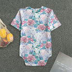 White Fairy Rose Unicorn Pattern Print Men's Bodysuit