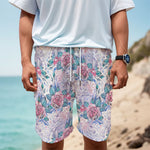 White Fairy Rose Unicorn Pattern Print Men's Cargo Shorts