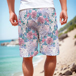 White Fairy Rose Unicorn Pattern Print Men's Cargo Shorts