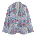 White Fairy Rose Unicorn Pattern Print Men's Cotton Blazer