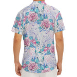 White Fairy Rose Unicorn Pattern Print Men's Deep V-Neck Shirt
