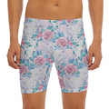 White Fairy Rose Unicorn Pattern Print Men's Long Boxer Briefs