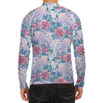 White Fairy Rose Unicorn Pattern Print Men's Long Sleeve Rash Guard