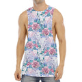 White Fairy Rose Unicorn Pattern Print Men's Muscle Tank Top