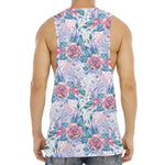 White Fairy Rose Unicorn Pattern Print Men's Muscle Tank Top