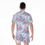 White Fairy Rose Unicorn Pattern Print Men's Rompers