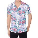 White Fairy Rose Unicorn Pattern Print Men's Shirt