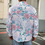 White Fairy Rose Unicorn Pattern Print Men's Shirt Jacket