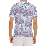 White Fairy Rose Unicorn Pattern Print Men's Short Sleeve Rash Guard