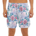 White Fairy Rose Unicorn Pattern Print Men's Split Running Shorts