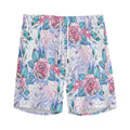 White Fairy Rose Unicorn Pattern Print Men's Athletic Shorts