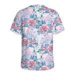 White Fairy Rose Unicorn Pattern Print Men's Sports T-Shirt
