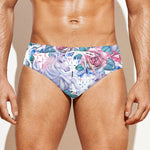 White Fairy Rose Unicorn Pattern Print Men's Swim Briefs