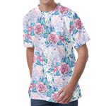 White Fairy Rose Unicorn Pattern Print Men's Velvet T-Shirt