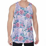 White Fairy Rose Unicorn Pattern Print Men's Velvet Tank Top