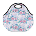 White Fairy Rose Unicorn Pattern Print Neoprene Lunch Bag