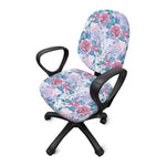 White Fairy Rose Unicorn Pattern Print Office Chair Cover