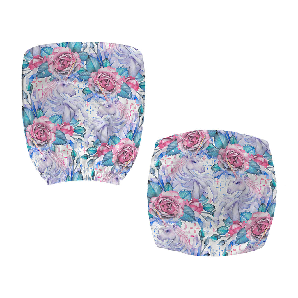 White Fairy Rose Unicorn Pattern Print Office Chair Cover