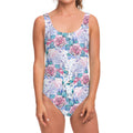 White Fairy Rose Unicorn Pattern Print One Piece Swimsuit