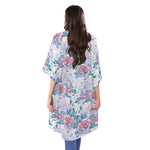 White Fairy Rose Unicorn Pattern Print Open Front Beach Cover Up