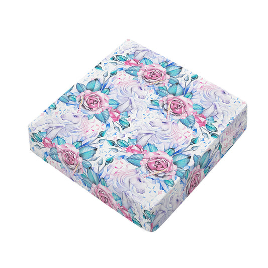 White Fairy Rose Unicorn Pattern Print Outdoor Seat Cushion Cover