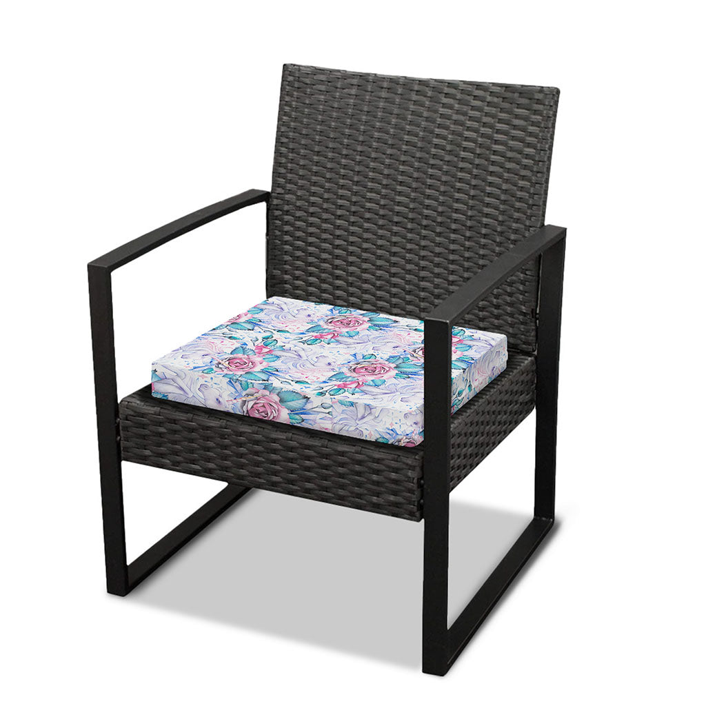 White Fairy Rose Unicorn Pattern Print Outdoor Seat Cushion Cover