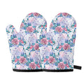 White Fairy Rose Unicorn Pattern Print Oven Mitts