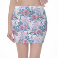 White Fairy Rose Unicorn Pattern Print Pencil Mini Skirt